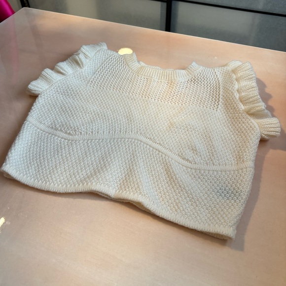 RUFFLE SLEEVE CROPPED TOP SOFT KNIT SZ LARGE - Picture 2 of 6